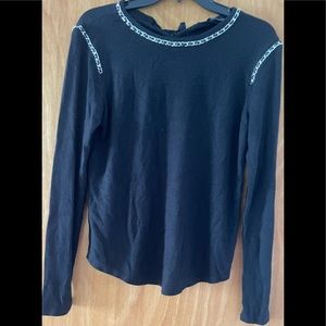 Generation Love Black Long Sleeve Light Sweater With Design around the neck